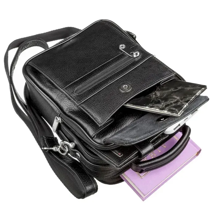 Сумка чоловіча KARYA 17225 шкіряна Чорна