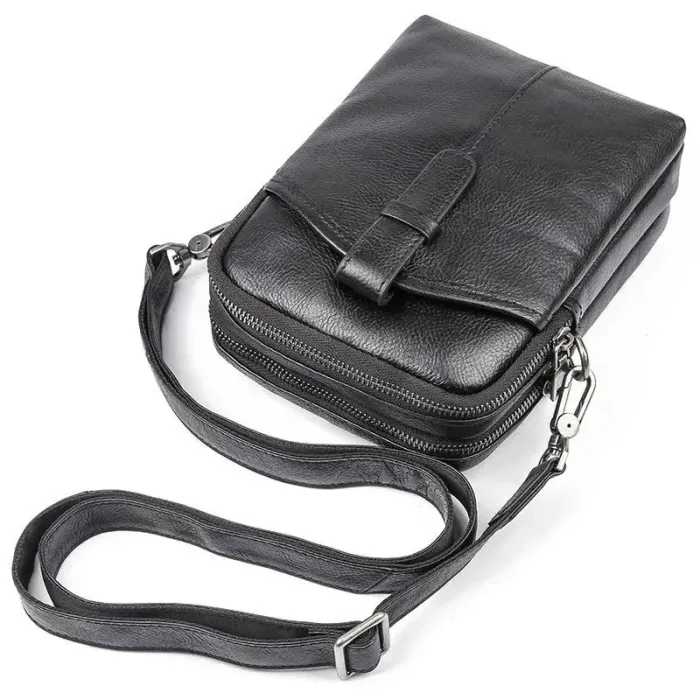 Сумка чоловіча шкіряна флотар Vintage 14969 Чорна