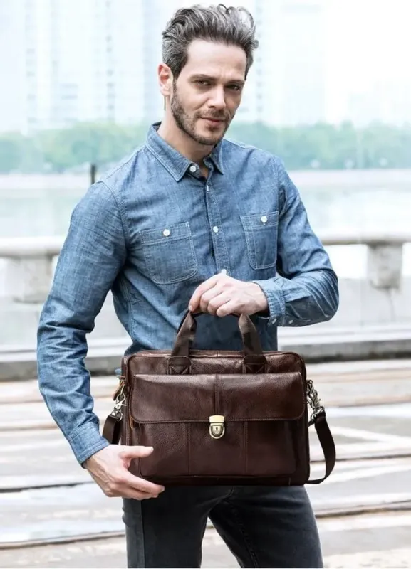 Сумка чоловіча шкіряна горизонтального типу Vintage 14798