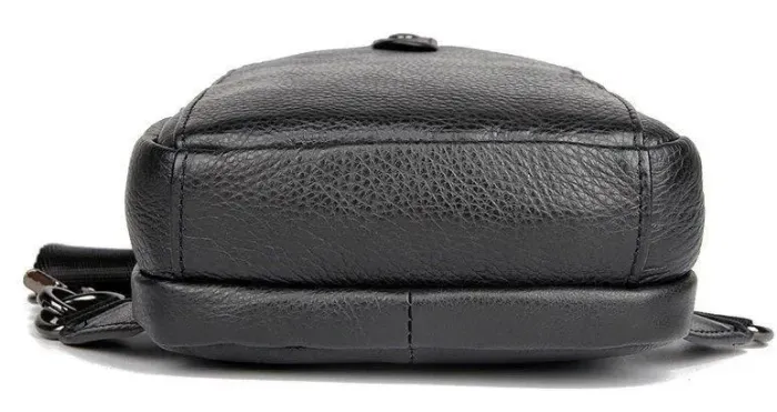 Сумка чоловіча шкіряна у зернистій шкірі через плече Vintage 14950 Чорна