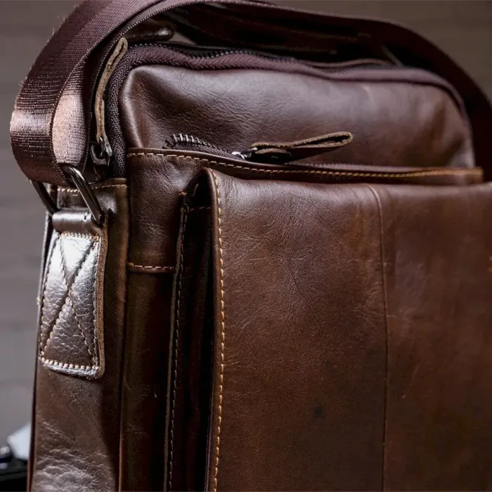 Сумка мужская кожаная Vintage 14846 Коричневая