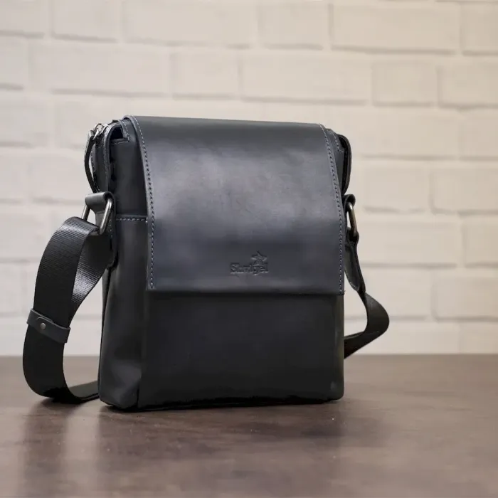 Сумка чоловіча матова SHVIGEL 11173 шкіряна Чорна
