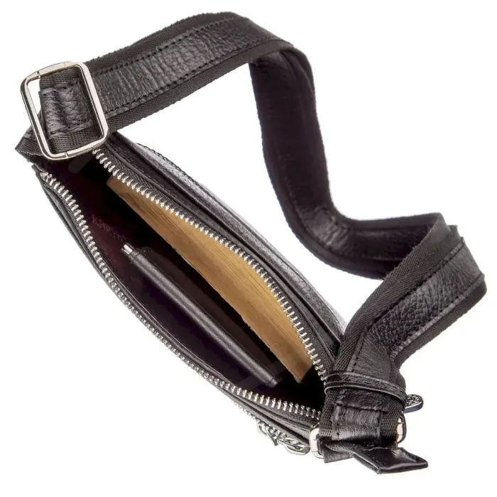 Сумка мужская мессенджер KARYA 17294 кожаная Черная