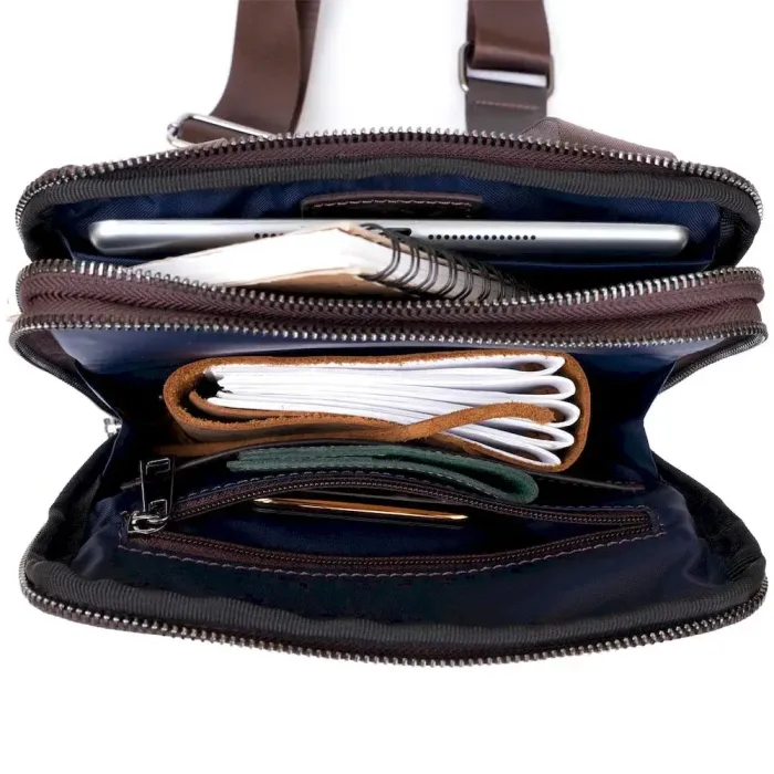 Сумка чоловіча планшет на два відділення шкіряна флотар SHVIGEL 11286