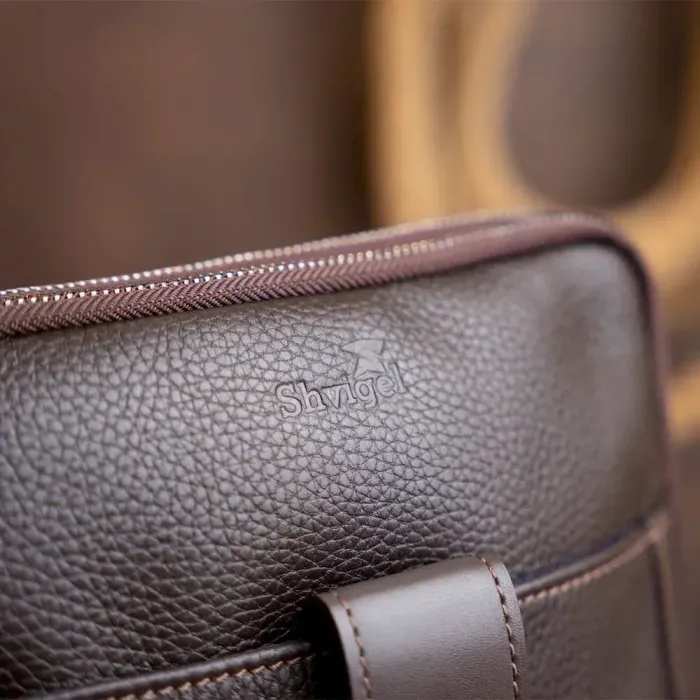 Сумка чоловіча планшет на два відділення шкіряна флотар SHVIGEL 11286