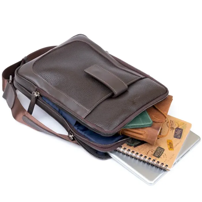 Сумка чоловіча планшет на два відділення шкіряна флотар SHVIGEL 11286