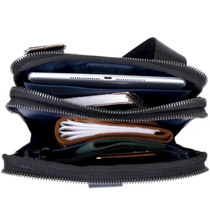 Сумка чоловіча планшет на два відділення вінтажна шкіряна SHVIGEL 11284 Синя