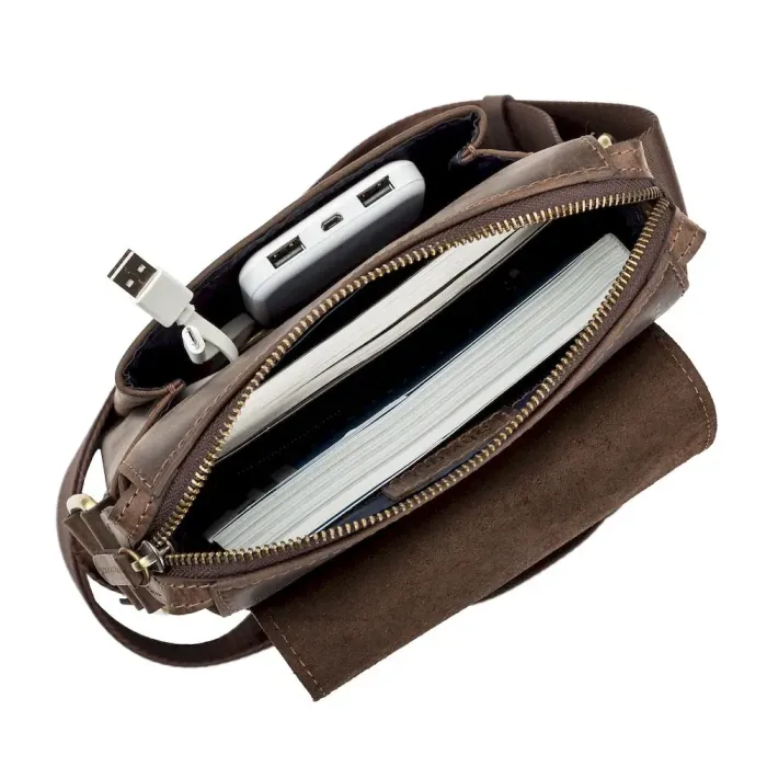 Сумка чоловіча SHVIGEL 11093 шкіряна Коричнева