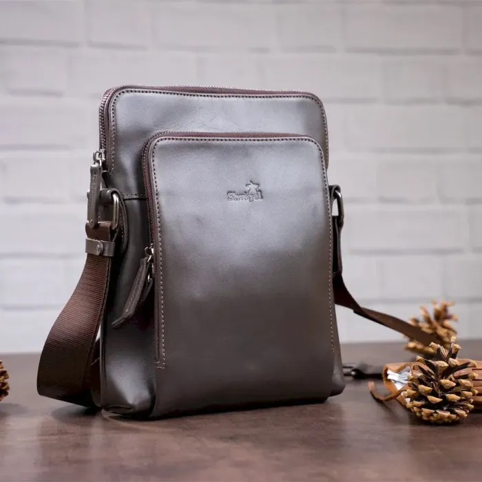 Сумка чоловіча SHVIGEL 11100 шкіряна Коричнева