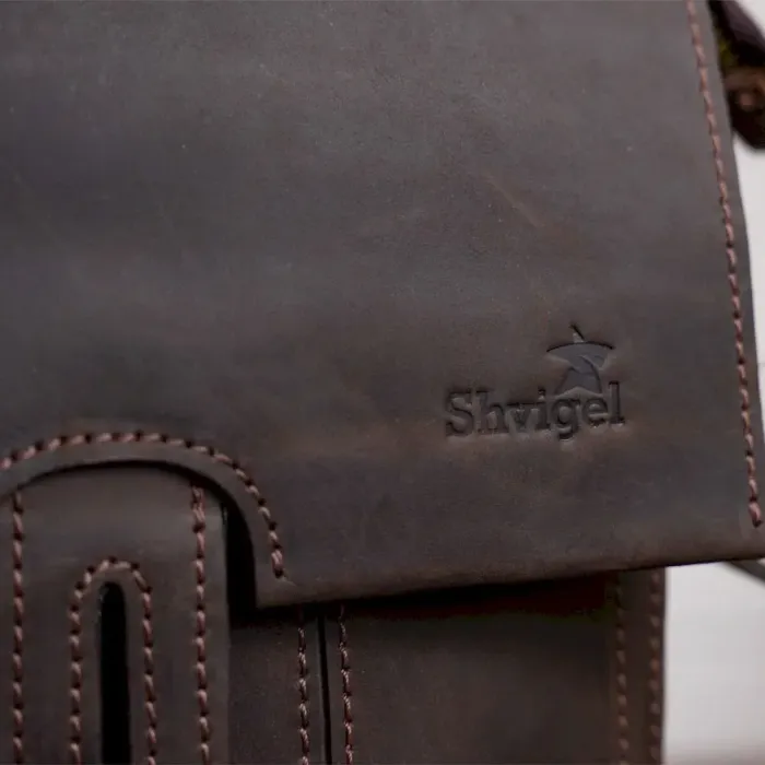 Сумка чоловіча SHVIGEL 11104 шкіряна Коричнева