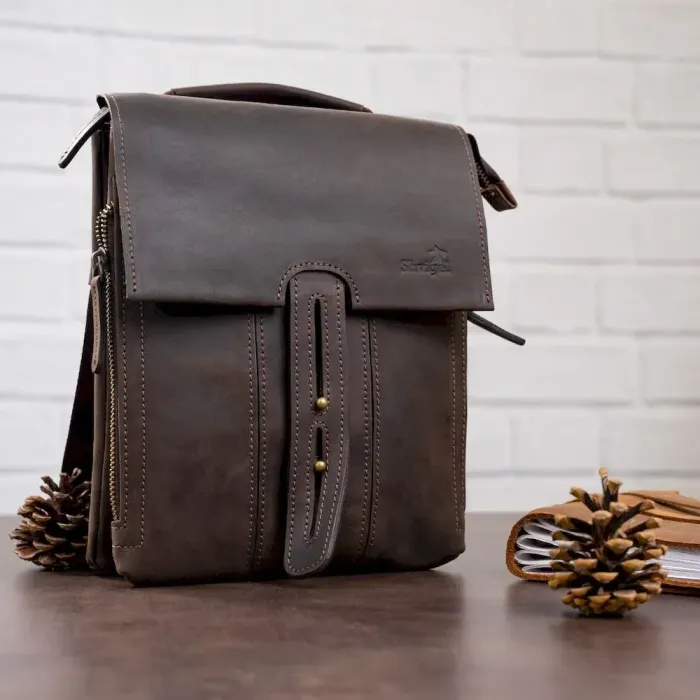 Сумка чоловіча SHVIGEL 11104 шкіряна Коричнева