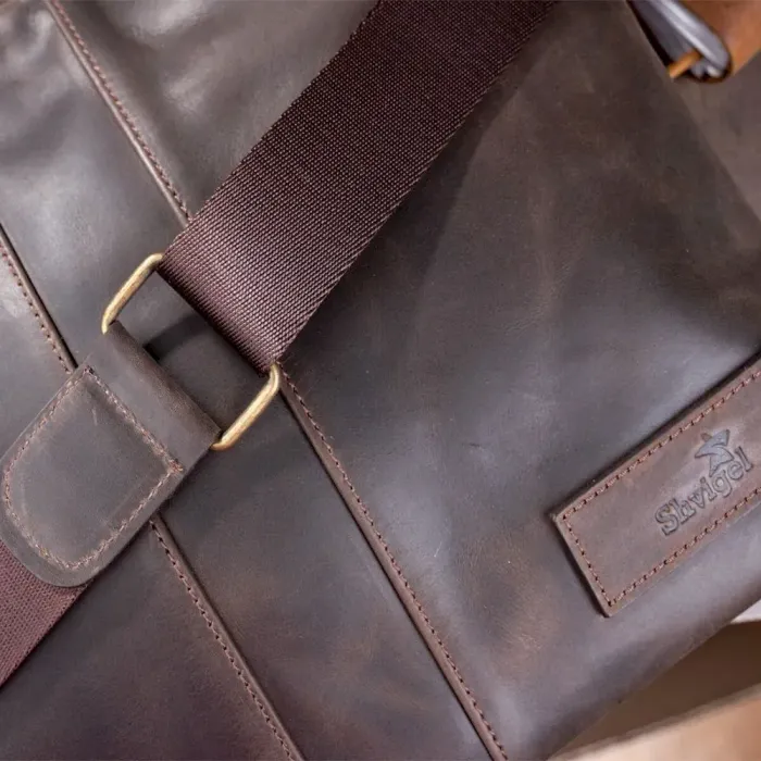 Сумка чоловіча SHVIGEL 11115 шкіряна Коричнева