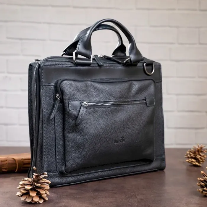 Сумка чоловіча SHVIGEL 11116 шкіряна Чорна