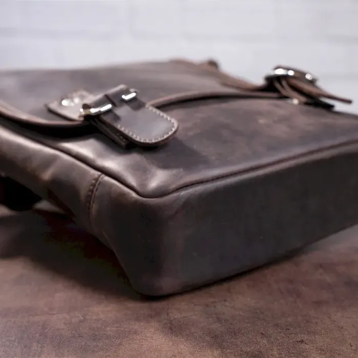 Сумка чоловіча SHVIGEL 11129 із вінтажної шкіри Коричнева