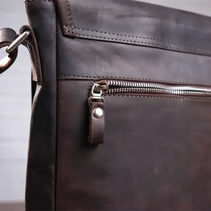 Сумка чоловіча SHVIGEL 11129 із вінтажної шкіри Коричнева