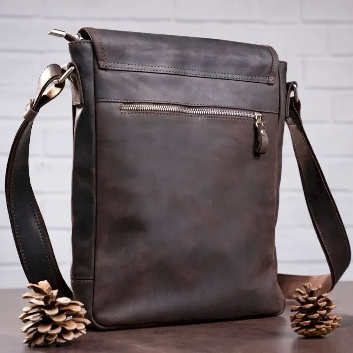 Сумка чоловіча SHVIGEL 11129 із вінтажної шкіри Коричнева