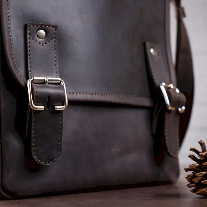 Сумка чоловіча SHVIGEL 11129 із вінтажної шкіри Коричнева