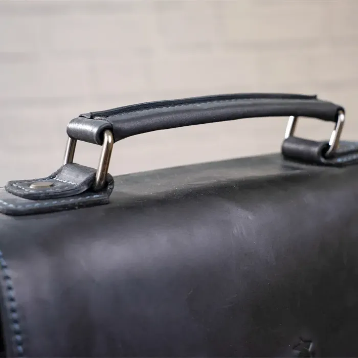 Сумка чоловіча SHVIGEL 11137 із вінтажної шкіри Чорна