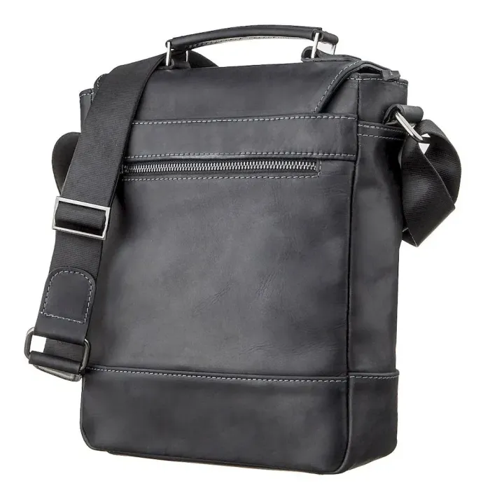 Сумка чоловіча SHVIGEL 11137 із вінтажної шкіри Чорна