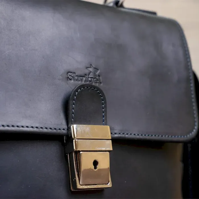 Сумка чоловіча SHVIGEL 11137 із вінтажної шкіри Чорна