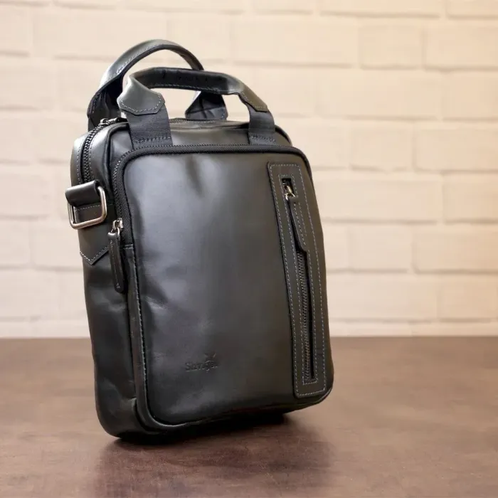 Сумка чоловіча SHVIGEL 11184 у гладкій шкірі Чорна