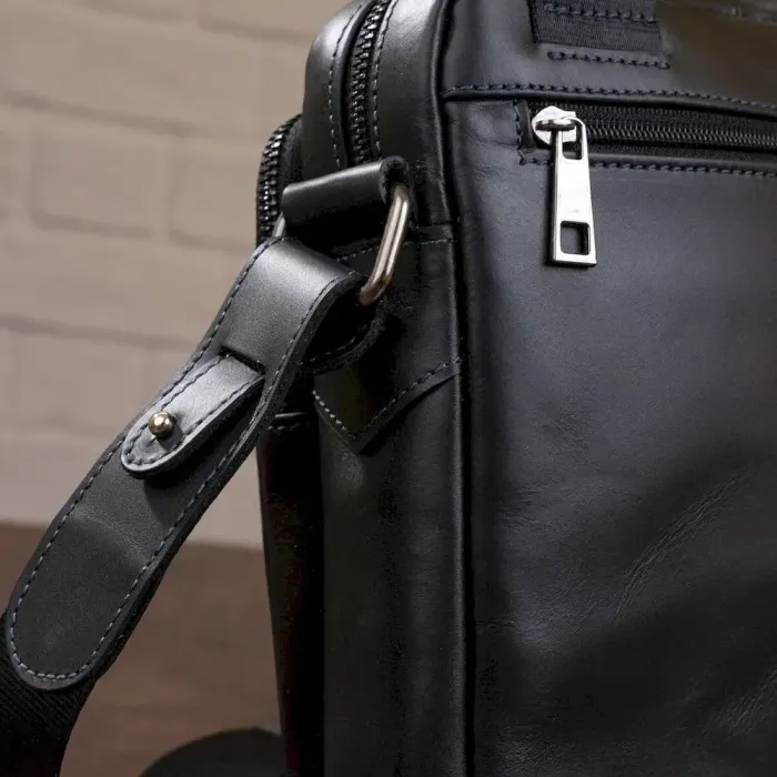 Сумка чоловіча SHVIGEL 11184 у гладкій шкірі Чорна