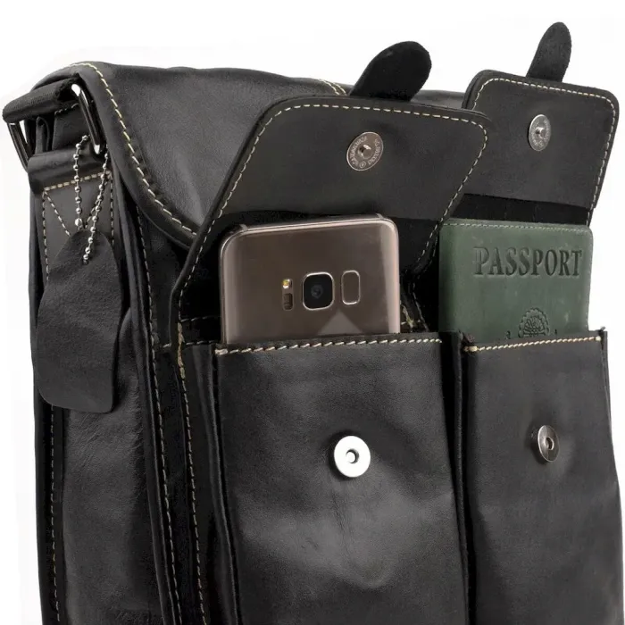 Сумка чоловіча вертикальна шкіряна Vintage 20019 Чорна