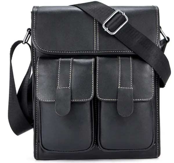 Сумка чоловіча вертикальна шкіряна Vintage 20019 Чорна