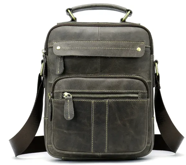 Сумка чоловіча вертикальна шкіряна Vintage 20028 Сіра