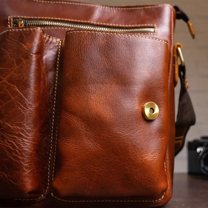 Сумка чоловіча вертикальна шкіряна Vintage 20029 Коричнева