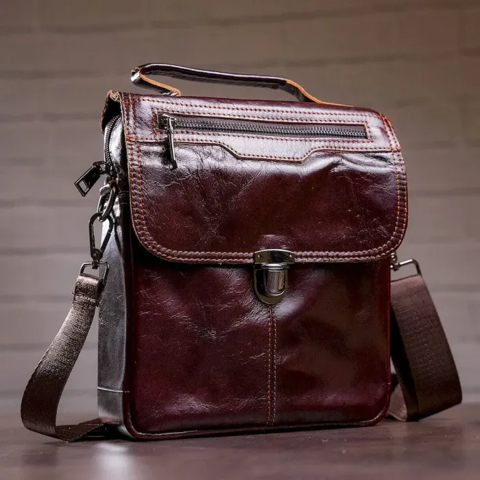 Сумка чоловіча Vintage 14622 шкіряна Коричнева