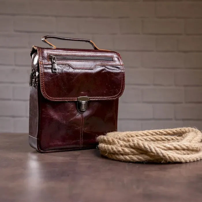 Сумка чоловіча Vintage 14622 шкіряна Коричнева