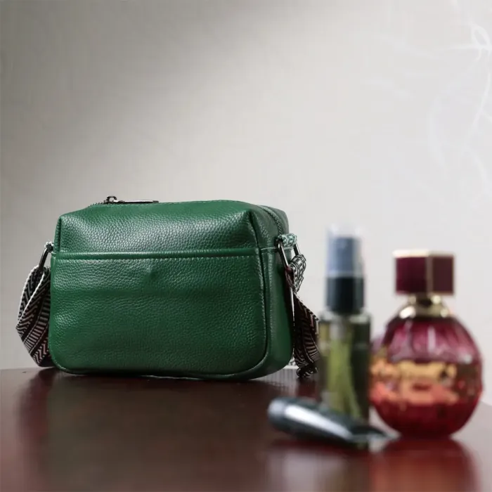 Сумка на одне відділення для стильних жінок із натуральної шкіри Vintage 22603 Зелена