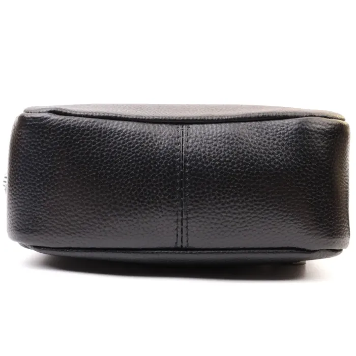 Сумка на одне відділення в класичному кольорі з натуральної шкіри Vintage 22606 Чорна