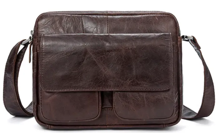 Сумка на плече 2 відділення шкіряна Vintage 20026 Коричнева