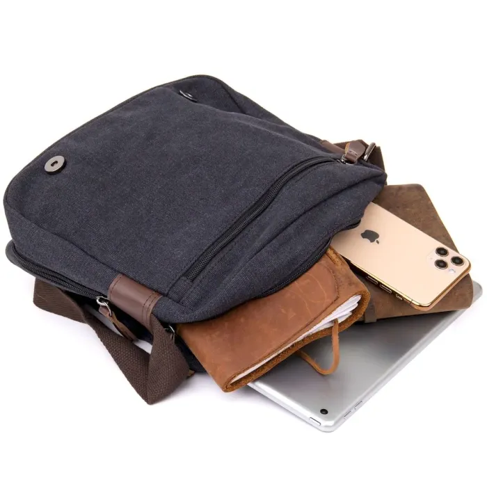 Сумка листоноша текстильна Vintage 20604 Чорна