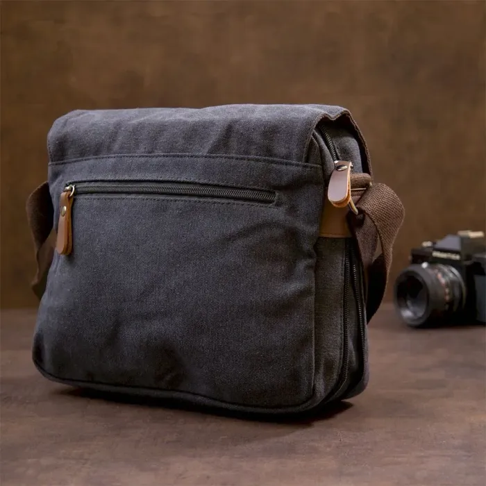 Сумка листоноша текстильна Vintage 20604 Чорна