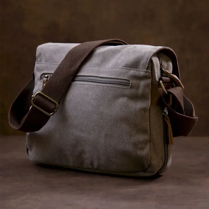 Сумка листоноша текстильна Vintage 20605 Сіра