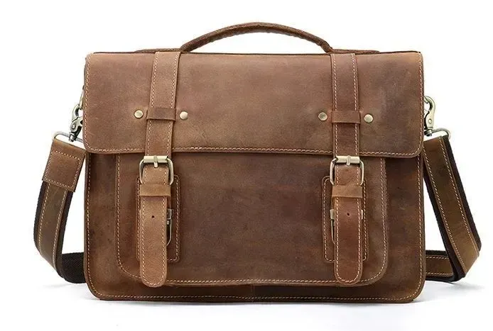 Сумка-портфель мужская из кожи на плечо Vintage 14775 Рыжая