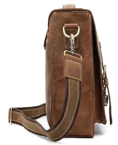 Сумка-портфель мужская из кожи на плечо Vintage 14775 Рыжая