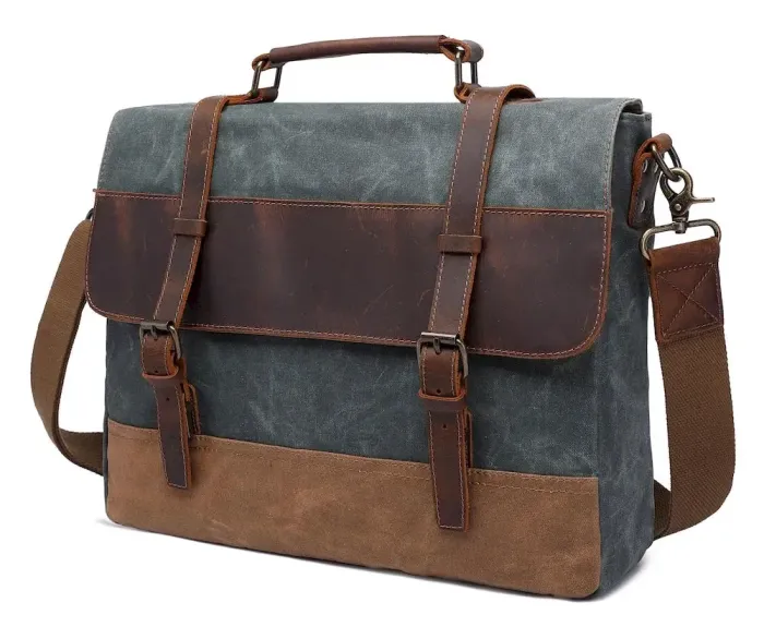 Сумка-портфель текстильна Vintage 20061 Сіра