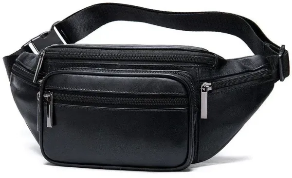 Сумка поясна з овечої шкіри Vintage 20205 Чорна