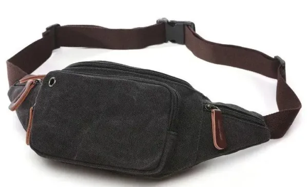Сумка поясна текстильна Vintage 20085 Чорна