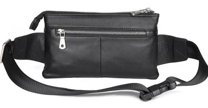 Сумка поясна зерниста шкіряна Vintage 14976 Чорна