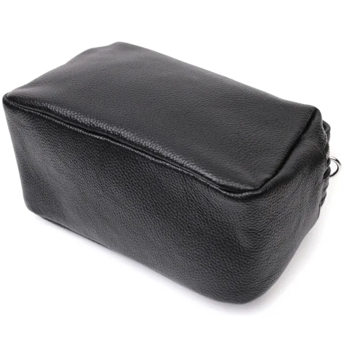 Сумка прямокутна для жінок на два відділення з натуральної шкіри Vintage 22343 Чорна