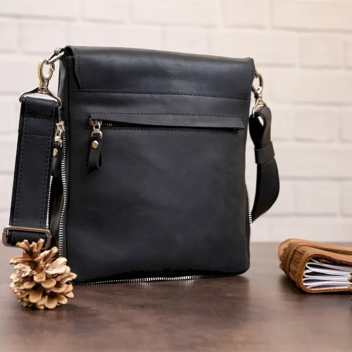 Сумка SHVIGEL 11017 із вінтажної шкіри Чорна