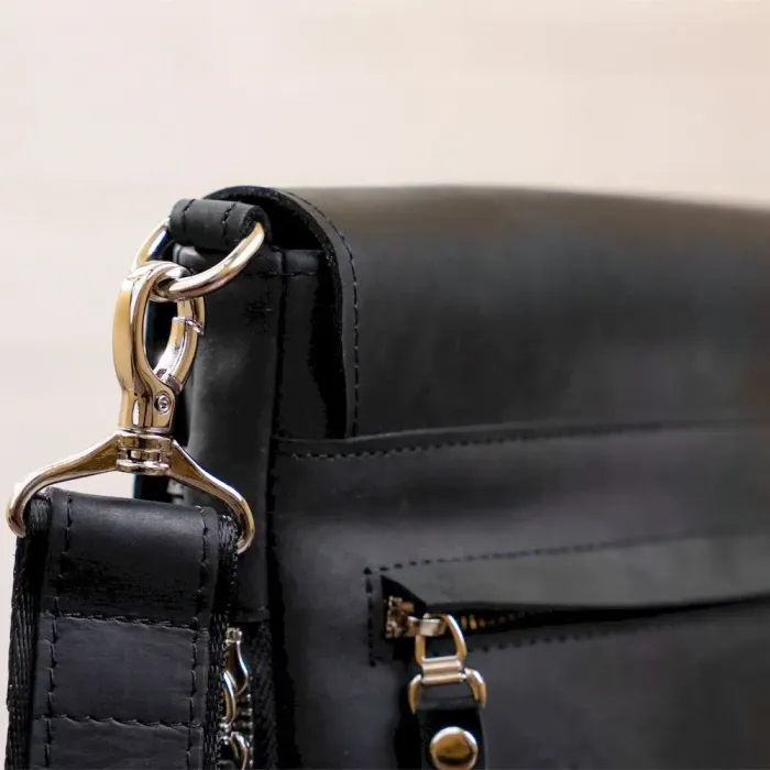 Сумка SHVIGEL 11017 із вінтажної шкіри Чорна