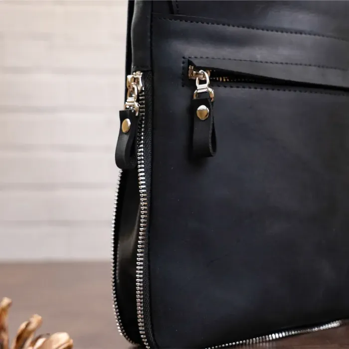 Сумка SHVIGEL 11017 із вінтажної шкіри Чорна