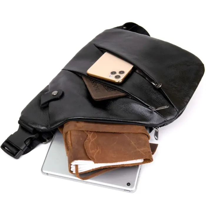 Сумка слинг кожзам Vintage 20565 Черная