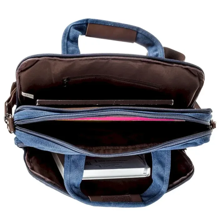 Сумка текстильна для ноутбука на два відділення Vintage 20179 синя